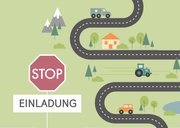 Einladung 6. Kindergeburtstag Straße und Verkehrsschild 2