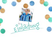 Einladung Einschulung Fotocollage & Konfetti blau 2