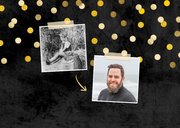 Einladung Geburtstagsparty auf Tafel mit Fotos und Konfetti 2