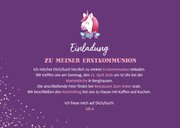Einladung Kommunion Foto, Einhorn Mädchen 3