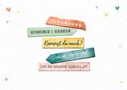 Einladung mit Wegweiser und bunten Herzen 13. Geburtstag 2