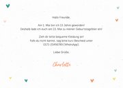 Einladung mit Wegweiser und bunten Herzen 13. Geburtstag 3