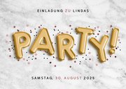 Einladung zum Geburtstag Party Ballonschrift 2