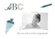 Einladung zur Einschulung ABC blau mit Foto 2