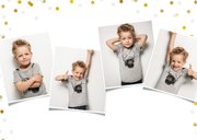 Einladung zur Kommunion Fotocollage & Konfetti blau 2