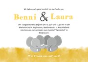 Einladung zur Taufe Zwillinge mit niedlichen Elefanten 3