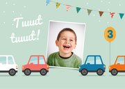 Einladungskarte bunte Autos 3. Geburtstag 2