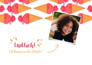 Einladungskarte Einschulung Schultüte pink, Foto & Eis 2