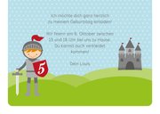 Einladungskarte zum 5. Kindergeburtstag Ritter 3