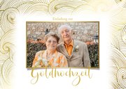 Einladungskarte zur Goldhochzeit mit goldenen Wellen 2