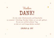 Foto-Dankeskarte 1. Schultag Zwilling rosa-gelber Rucksack 3