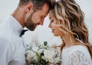Foto-Dankeskarte Hochzeit Wasserfarbe Grau Gold 2
