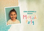 Foto-Einladung zum Mosaik-Kindergeburtstag 8 Jahre 2