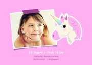 Foto-Einladungskarte Einschulung Pink Unicorn 2