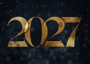 Geschäftliche Weihnachtskarte dunkelblau Jahreszahl Goldlook 2