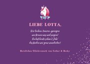 Glückwunschkarte Geburtstag Mädchen Einhorn lila 3