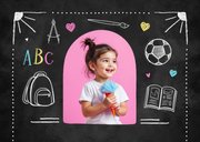 Glückwunschkarte Schulanfang Doodles Kreidetafel 2