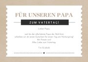 Gutscheinkarte Ticket zum Vatertag auf Papierstruktur 3