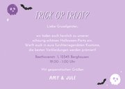 Halloween-Einladungskarte Lila Kürbisse und Fledermäuse 3
