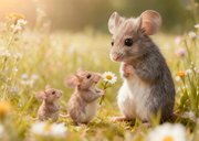 Muttertagskarte Mäuse Gänseblümchen Mäusemama 2