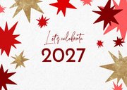 Neujahrskarte Sterne in Rot & Gold 2