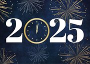 Neujahrskarte Zwölf Uhr und Feuerwerk 2