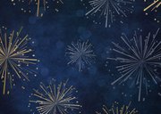 Neujahrskarte Zwölf Uhr und Feuerwerk Rückseite