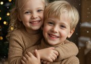 Schlichte Fotocollage weihnachtlich gold mit 4 Fotos 2