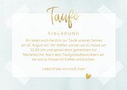 Taufkarte Einladung blau Fotos & Goldherzen 3