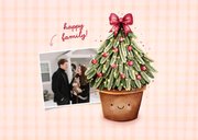 Weihnachten Umzugskarte Tannenbaum im Topf kariert Foto 2