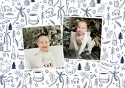 Weihnachtskarte Fotocollage Blau Doodles  2