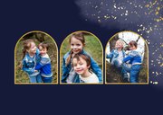Weihnachtskarte Fotocollage Dunkelblau Goldsprenkel 2