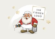 Weihnachtskarte Weihnachtsmann als Maler 2