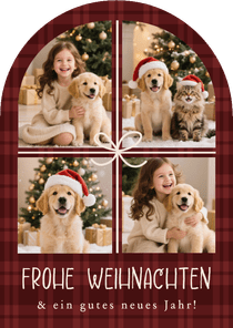 Bogenkarte Weihnachtskarte Fotocollage Tartan