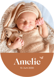Dankeskarte Geburt oval Foto