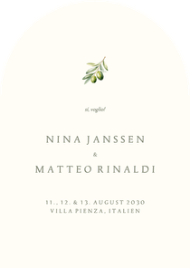 Einladungskarte Bogen Hochzeit Olivenzweig schlicht