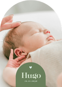 Foto-Geburtskarte Bogen grafisch grün kleines Herz