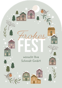 Geschäftliche Weihnachtskarte Häuser im Winter