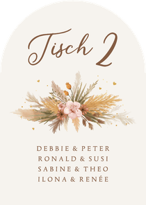 Gruppentischkarte Boho Hochzeit Nummer und Namen
