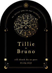 Hochzeitseinladung Bogenform Tattoo Sonne Astrologie