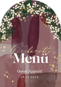 Moderne Menükarte zum Weihnachtsessen Aquarell & Beeren
