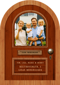 Umzugskarte Tür Bogenkarte mit Foto