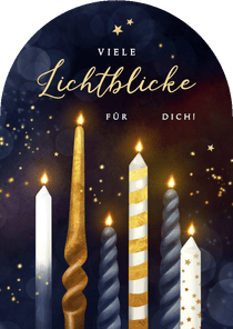 Weihnachtskarte Lichtblicke 6 Kerzen Bogenform
