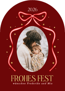 Weihnachtskarte mit Foto Bogenkarte Schleife