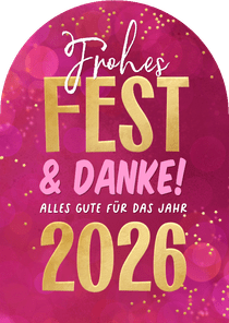 Weihnachtskarte pink Bogenkarte 'Frohes Fest' Lichteffekt