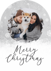 Weihnachtskarte Winter Schnee Bogenkarte mit Foto