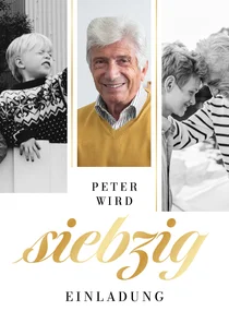 3 Fotos Einladungskarte 70. Geburtstag