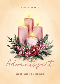 Adventsgrußkarte Kerzen im Gesteck