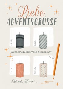 Adventskarte 4 Kerzen anzünden