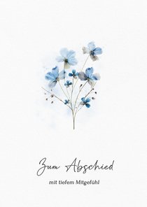 Beileidskarte blaue Aquarellblumen Vergissmeinnicht